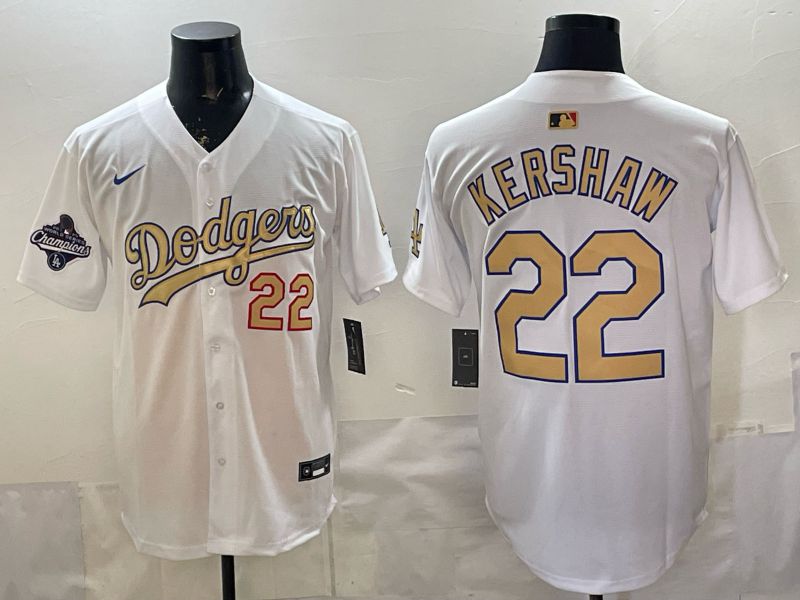 Men Los Angeles Dodgers #22 Kershaw White Gold 2026 Nike Game MLB Jersey 0081->ncaa teams->NCAA Jersey